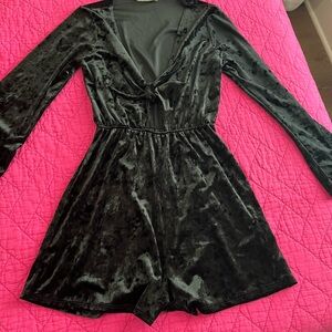 Chic Black Velvet Romper